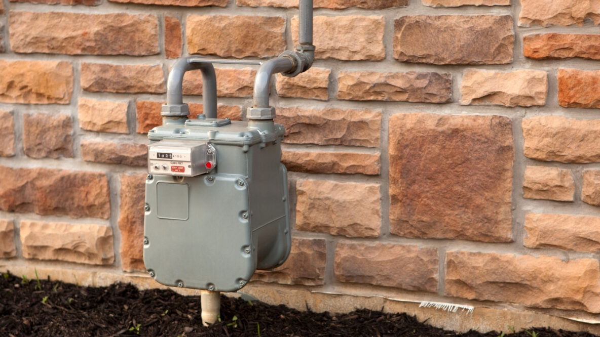 Natural gas meter outside an Alberta home
